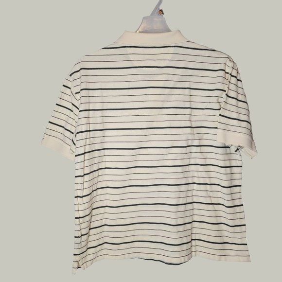Greg Norman Polo Cream Striped Shark Logo on Sleeve Size XL Mens - Picture 3 of 4